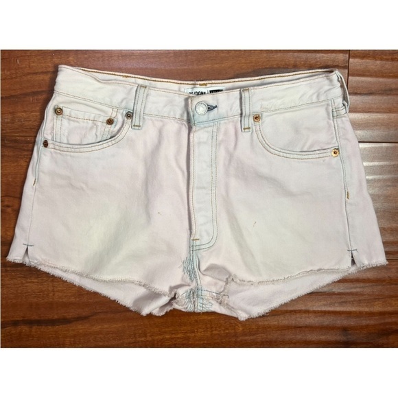 NWT RE/DONE X LEVI’S High Waist Pastel Pink Upcycled Denim Cutoff Jean Shorts 25 - Picture 3 of 8